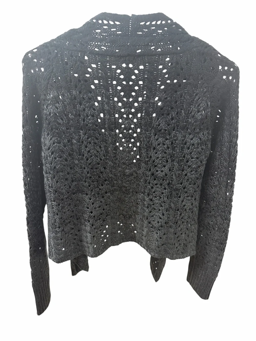 Women's Black and Charcoal Open Knit waterfall Cardigan Sweater! Size small!